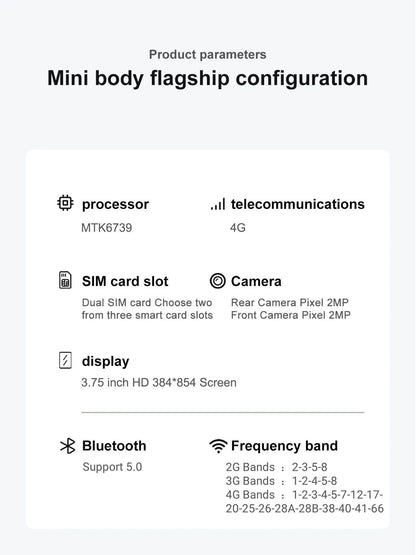 FUFFI-X7 Pro Mini Smartphone,4G Network,3.75 inch,2+16GB ROM,Android 10.0,Mobile phones,Google Play Store,2400mAh,Cellphones - Price Value Store