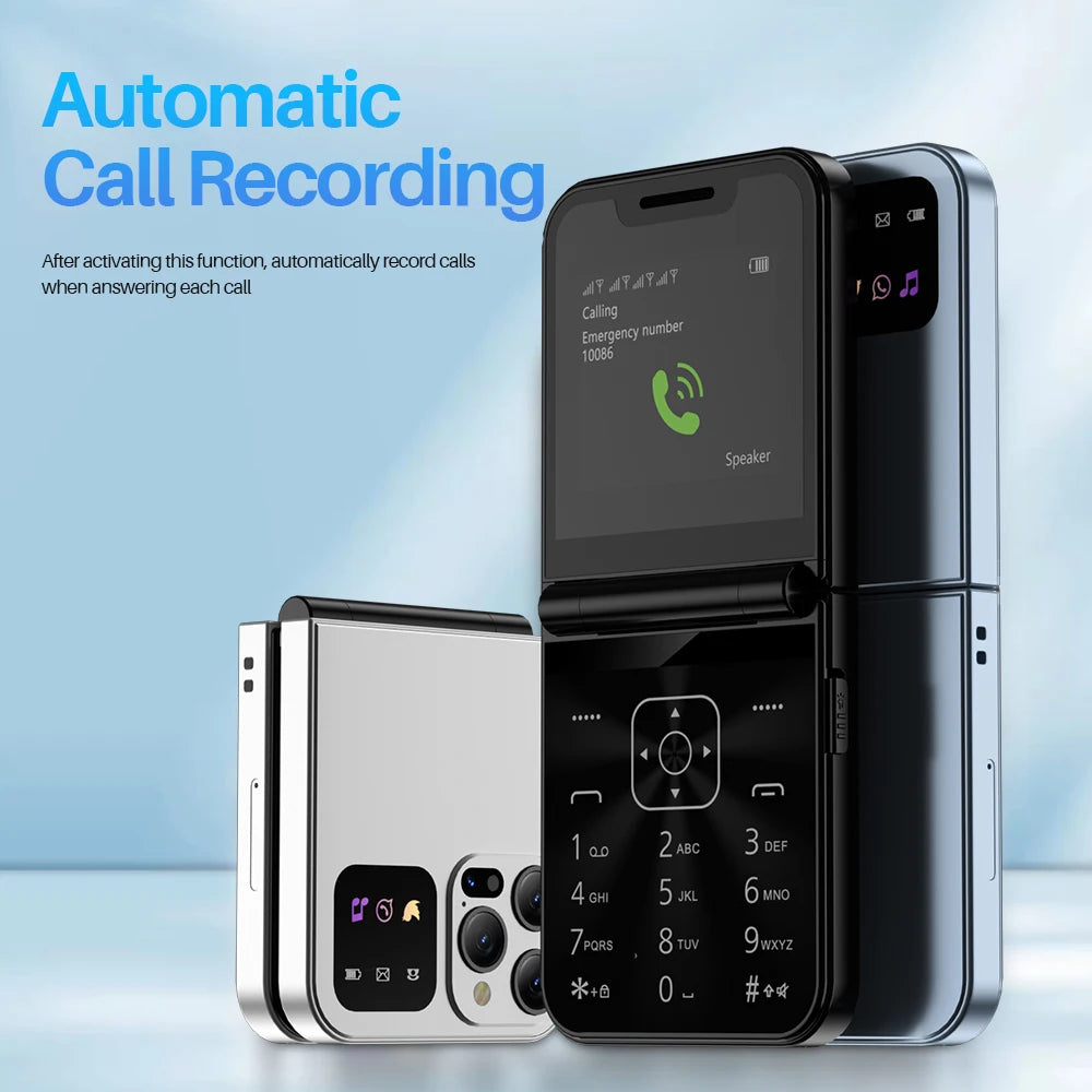 SERVO A50 Pro Flip Mobile Phone 2G GSM Call Recording Speed Dial Torch FM Radio 2.4" Screen Foldable Cellphones Dual SIM Standby