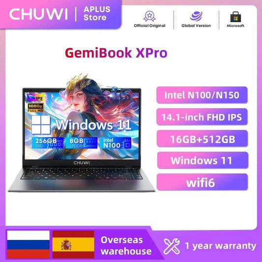 CHUWI GemiBook XPro Laptop 8GB LPDDR5 256GB SSD Intel N100/N150 UHD Graphics 12th Gen 14.1'' FHD 1920*1080 Windows 11 Laptops - Price Value Store