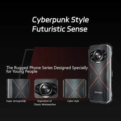 Global Version DOOGEE S Cyber Rugged Phone 6.58" 90Hz IPS Screen 8GB+256GB Android 14 10800mAh Large Battery 50MP AI Main Camera