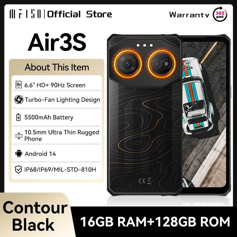 IIIF150 Air3S Rugged Phone Android 14 Mobile Phone 16GB 128GB 16MP Camera 5500mAh Ultra-Thin Rugged Phone Global Version - Price Value Store
