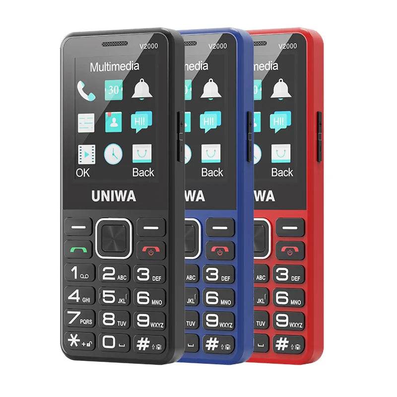 UNIWA V2000 4G Fashion Keypad Phone 2.4 Inch Big Button Loud Volume Dual SlM 1700mAh Russia Keyboard Feature Phones for Elderly - Price Value Store
