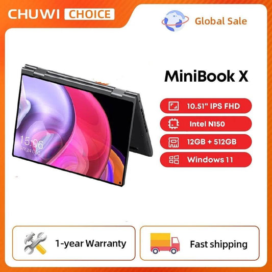 CHUWI MiniBook X 2025 2-in-1 Laptop Tablet Intel N150 CPU 10.51' FHD IPS Screen 12GB LPDDR5 512G SSD Windows 11 Notebook PC - Price Value Store