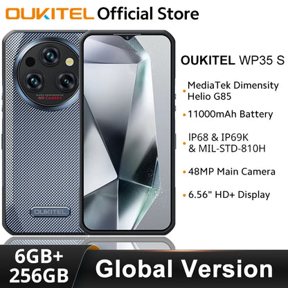 Oukitel WP35 S Rugged phone 6.56" HD+ Display 6GB 256GB 11000mAh Cellphones Android 14 NFC 48MP Rear Camera IP69K Smartphone Bus