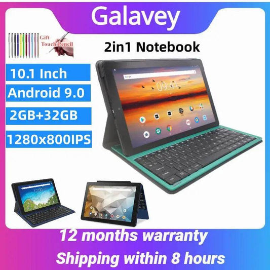 Flash Sales 10.1'' Android 9 2in1 Tablet PC 2GB RAM 32GB ROM 1280x800 IPS Bluetooth-compatible Dual Cameras With Keyboard - Price Value Store