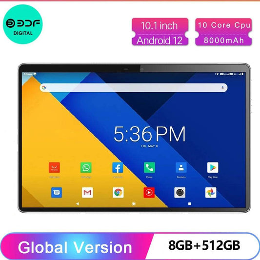 New 5G Pro 10.1 Inch Tablet Pc 8GB RAM 512GB ROM 2000x1200 Tablets 10 Core Google Play 4G LTE Phone Call Android 12 WiFi 8000mAh - Price Value Store