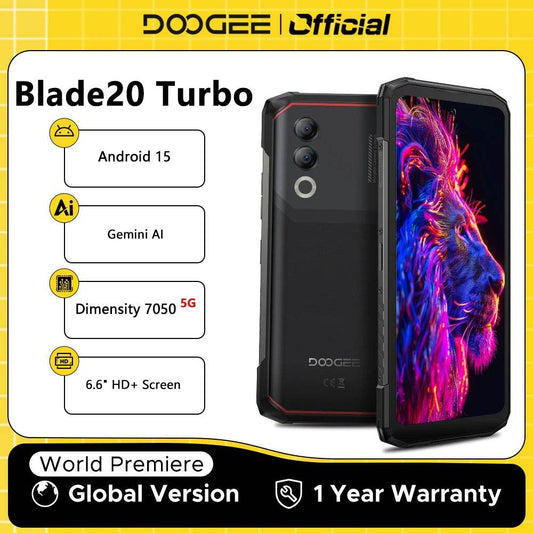 World Premiere DOOGEE Blade20 Turbo 5G Rugged Phone Android 15 Gemini Al 6.6'' HD+ 8GB 256GB AI Dual Camera 10300mAh Battery - Price Value Store