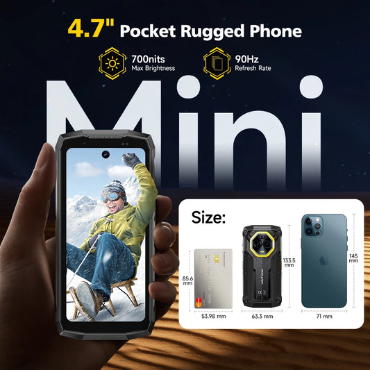 Ulefone Armor Mini 20 Pro 5G 4.7" Rugged Phone 64MP Night Camera Android 14 Smartphone 6200mAh 16GB+256GB Mobile phone LED
