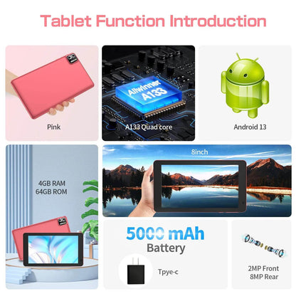 PRITOM 8 Inch Tablet Android 13, 8GB(4+4 Expand) RAM 64GB ROM,1TB Expand,1280x800 IPS Screen 5000MAH Battery,Dual Camera, WiFi - Price Value Store