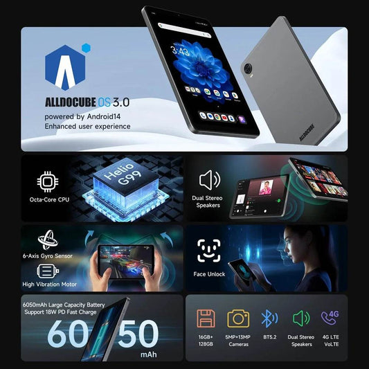 Alldocube iPlay 60 Mini Pro Tablet 8.4inch Android14 16GB(8GB+8GB) RAM 256GB ROM FHD 1920x1200 Dual SIM 4G LTE 6050mAh Battery - Price Value Store