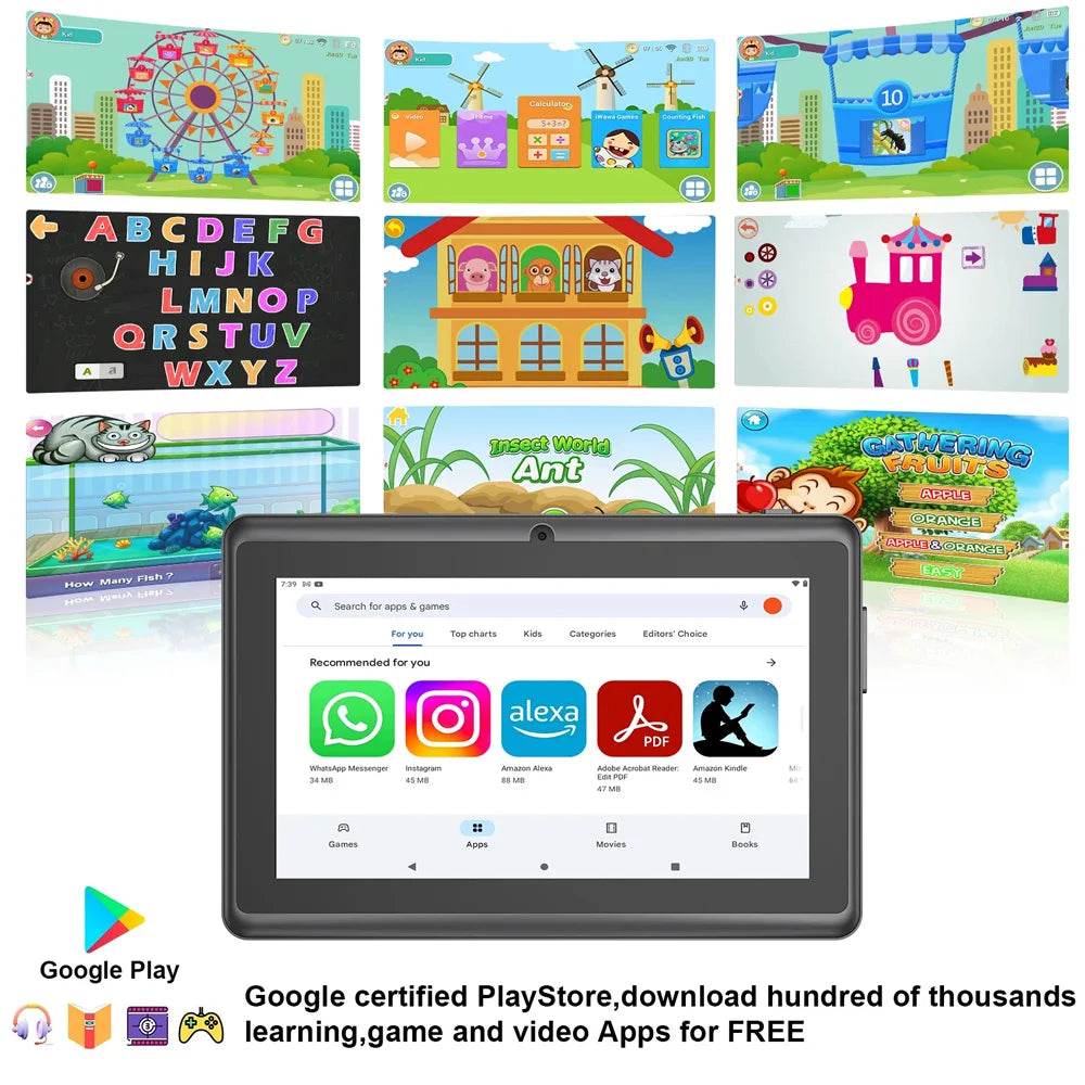 BDF-Q8 New 7 Inch Tablets Android 13, 4GB RAM 64GB ROM, 1TB Expand, WiFi, 4000mAh Battery,Dual Camera, Google Learning Tablet PC - Price Value Store
