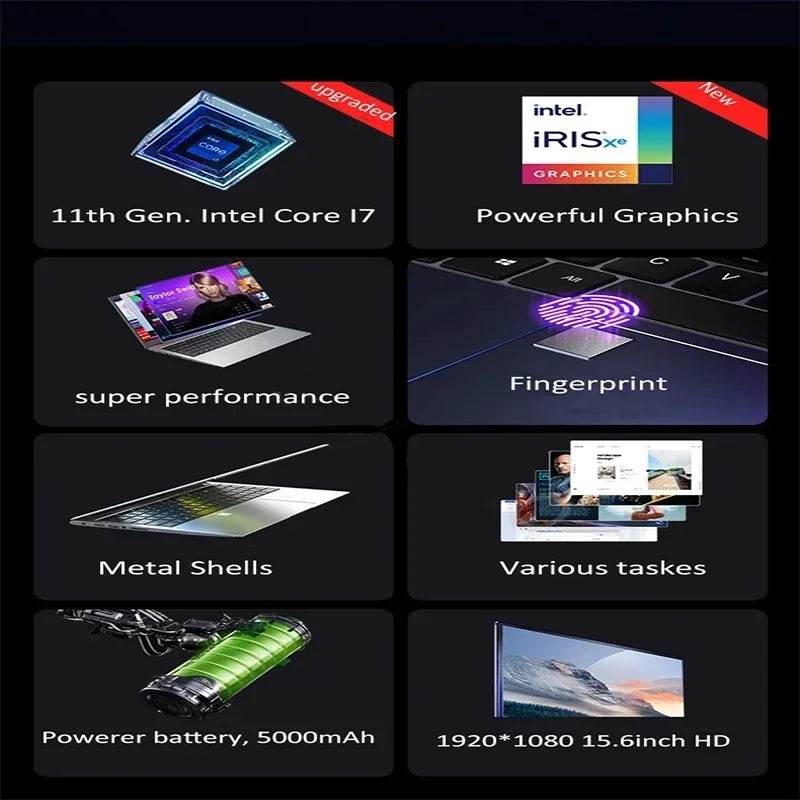 NVIDIA MX450 i7 1195g7 DDr4 32G RAM 2TB SSD Laptop 15.6 Inch Laptop Core Window11 Pro 1920*1080 Screen Portable Gaming Notebook - Price Value Store