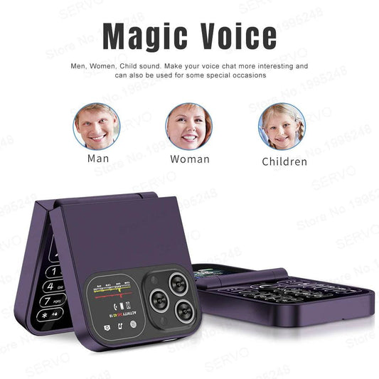 SERVO F15 Mini Small Flip Mobile Phone 2 SIM Standby Speed Dial Magic Voice Flashlight Call Recording 2G GSM Cute Fold Cellphone - Price Value Store
