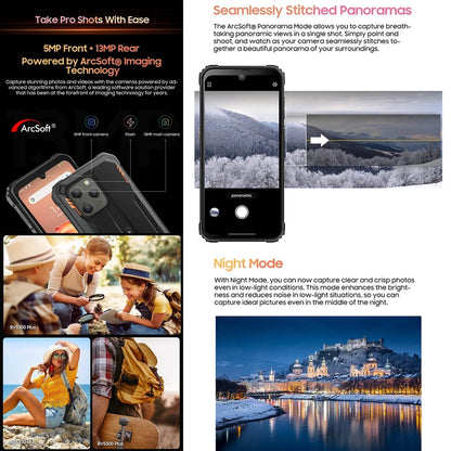Blackview BV5300 Plus Rugged Phone 8GB 128GB Andriod 13 Helio G72 6.1'' HD Display 6580mAh 13MP Camera Waterproof 4G Cellphone - Price Value Store