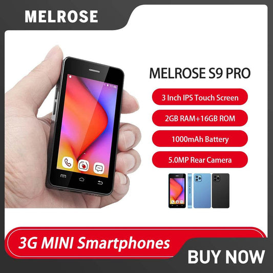Melrose S9 Pro Super Mini Phones 3Inch Ultra Slim Quad Core 2GB+16GB Mobile Phone 5MP 1000mAh 3G Compact Mini Smartphone Android - Price Value Store