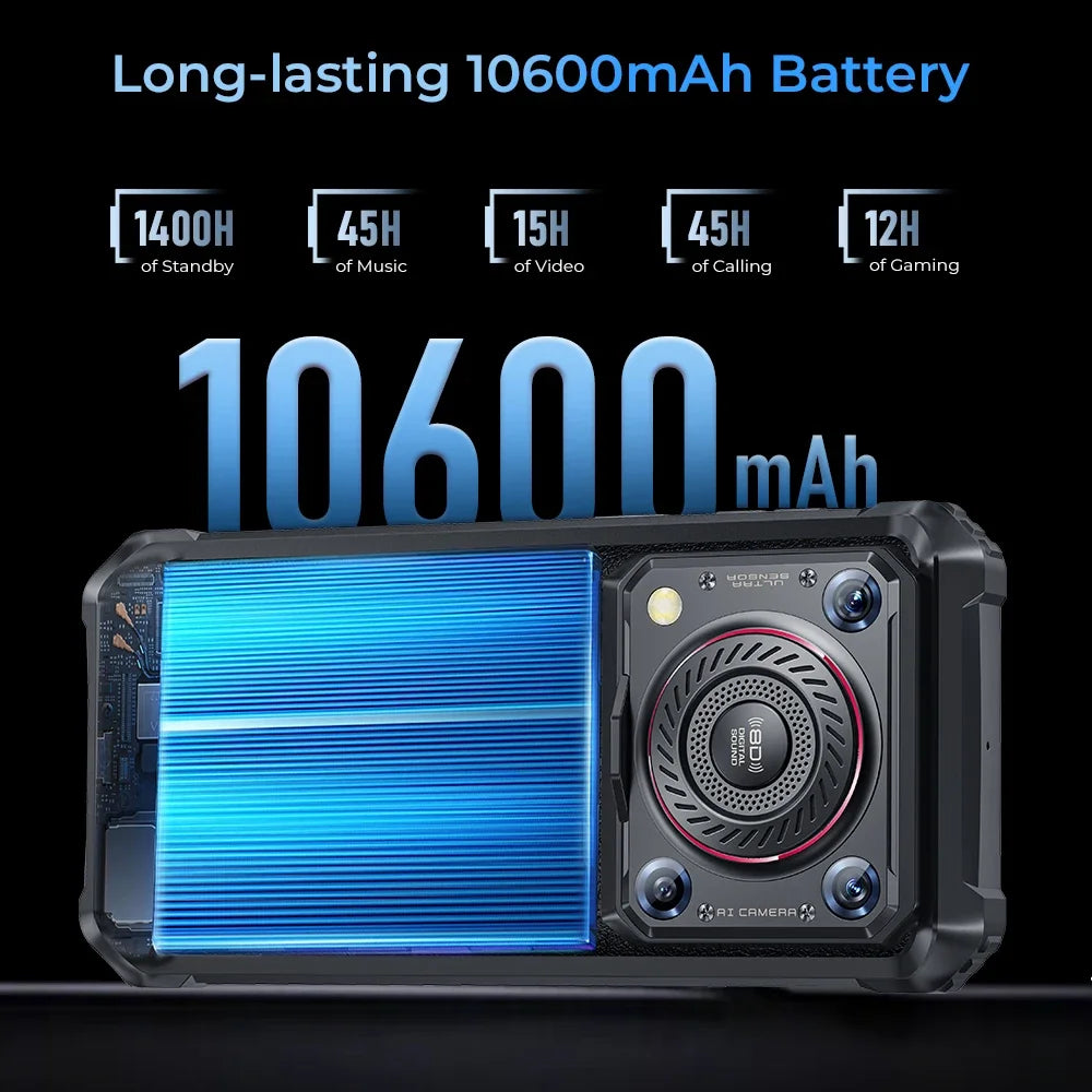 Oukitel WP36 Rugged Smartphone 10600mAh 6.52" HD+ Cell phone 16GB 128GB Mobile Phone Android 13 13MP Camera