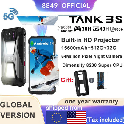 8849 Tank 3S Unihertz Rugged Smartphone with Projector 5G 24/32GB RAM 256/512GB ROM Dimensity 8200 64MP Night Vision Phone - Price Value Store