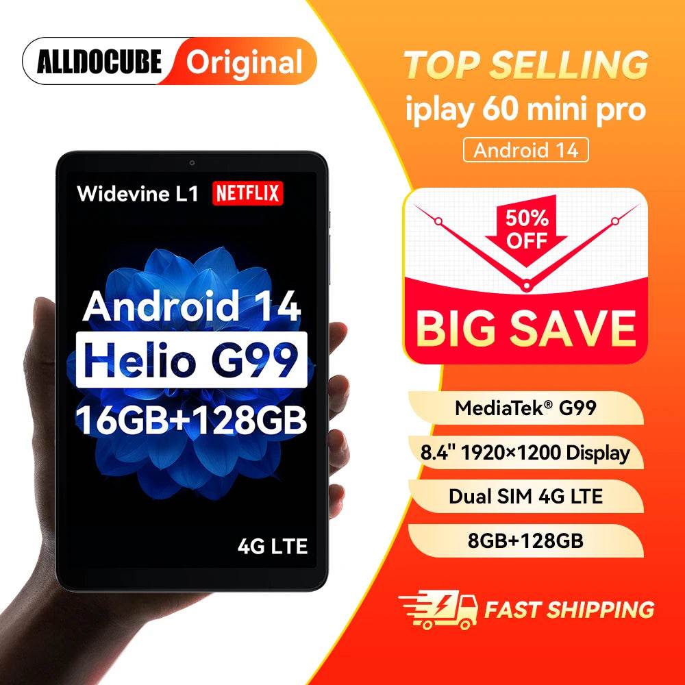 Alldocube iplay 60 mini pro 8.4inch Tablet Pocket Mighty Player Android 14 MediaTek G99 4G LTE 8GB+128/256GB ROM 6050mAh Battery - Price Value Store