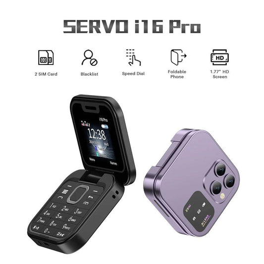 SERVO 2024 New Mini Flip Mobile Phone FM Radio Magic Voice Blacklist Speed Dial Vibration 2SIM Card Small Display Foldable Phone - Price Value Store