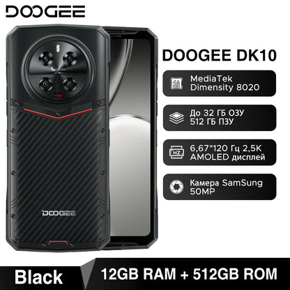 Global Version DOOGEE DK 10 Rugged Phone 5G 6.67" 120Hz 2.5K AMOLED Display Morpho Quad Camera 12GB RAM 512GB ROM 120W Charge