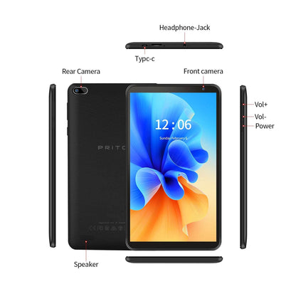 PRITOM 7 Inch Tablet PC 32 GB Android 11 with Quad Core Processor HD IPS Display Dual Camera WiFi with PU Protective Case - Price Value Store