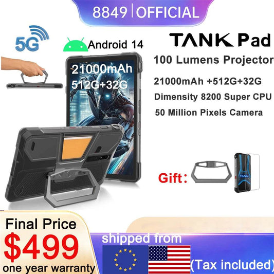 8849 TANK PAD Unihertz Rugged Projector Tablet Smartphone 10.95 inch 120Hz 16GB 512GB 21000mAh 32MP+50MP 66W Phone Tablet - Price Value Store