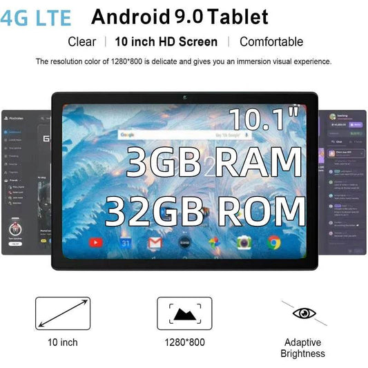4G LTE T4 Android 9.0 Tablets 10.1 INCH 3GB RAM 32GB ROM GSM 64-bit MTK8765 Quad-Core CPU 1280 x 800 IPS 5000mAh - Price Value Store