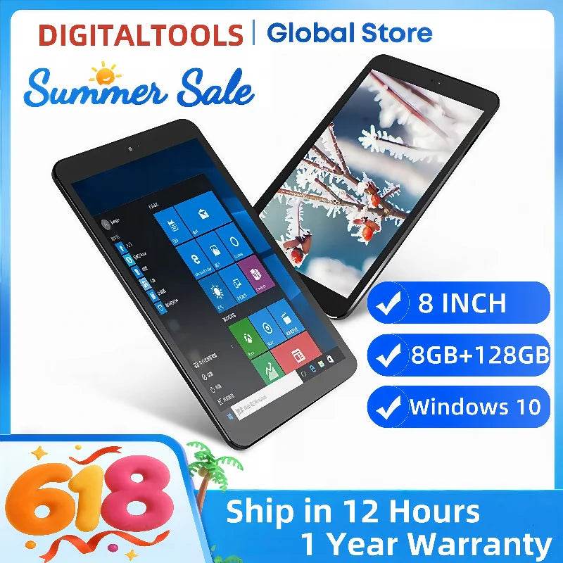 Big Sales 8GB RAM 128GB ROM 8 INCH Windows 10 Tablet PC HD-MI Port WIFI Blue-tooth x5-Z8300 Quad Core 1280x800IPS Dual Cameras - Price Value Store