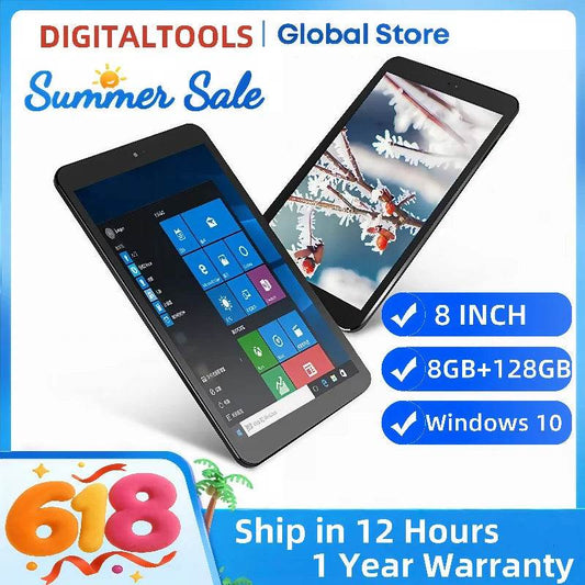 Big Sales 8GB RAM 128GB ROM 8 INCH Windows 10 Tablet PC HD-MI Port WIFI Blue-tooth x5-Z8300 Quad Core 1280x800IPS Dual Cameras - Price Value Store