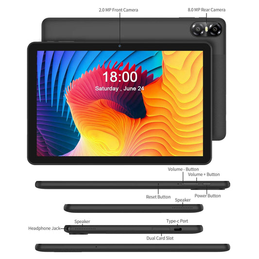 PRITOM 10 Inch Android 13 Tablet, 8(4+4)GB+64GB 1TB Expand, WiFi 6, Dual Box Speakers and Camera, BT5.0, with Mechanical Style C - Price Value Store