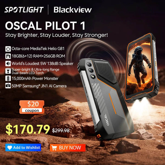 [World Premiere ]Blackview OSCAL PILOT 1 Rugged Phone, 6GB 256GB Smartphone, 6.67'' HD+Display Mobile Phone With 15000mAh, NFC - Price Value Store