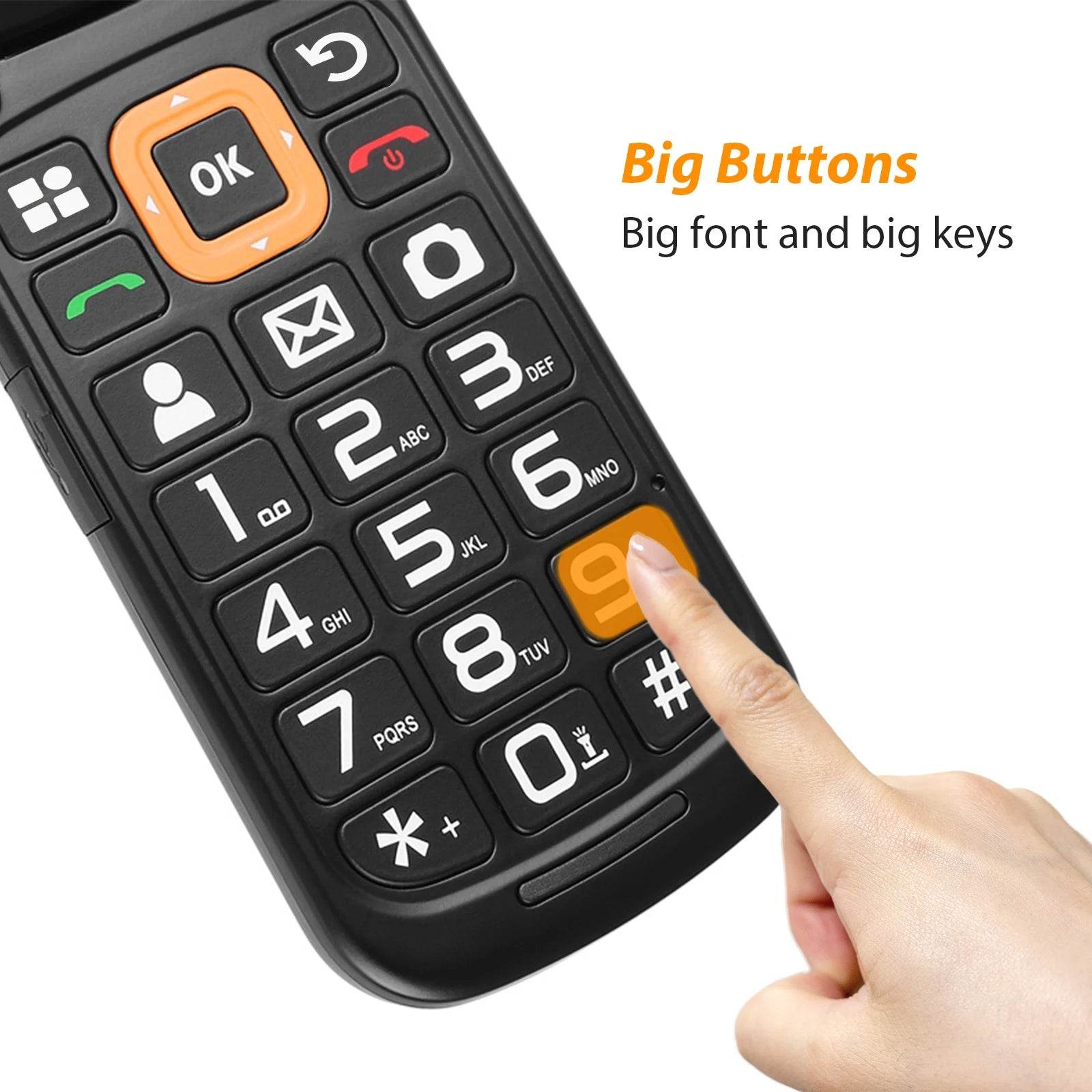 UNIWA V909T Flip Phone 4G Dual Screen Single Nano Cellphone Big Push-Button Mobile Phone for Elderly 2250mAh Russian Keyboard - Price Value Store