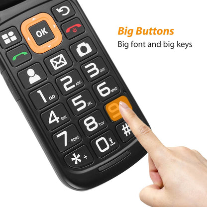 UNIWA V909T Flip Phone 4G Dual Screen Single Nano Cellphone Big Push-Button Mobile Phone for Elderly 2250mAh Russian Keyboard - Price Value Store