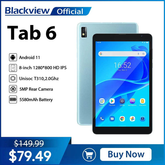 Blackview Tab 6 Tablet 8 inch 3GB 32GB Android 11 5580mAh Tablet PC 4G WIFI LTE Phone Call Tablets Kindle Ebook - Price Value Store