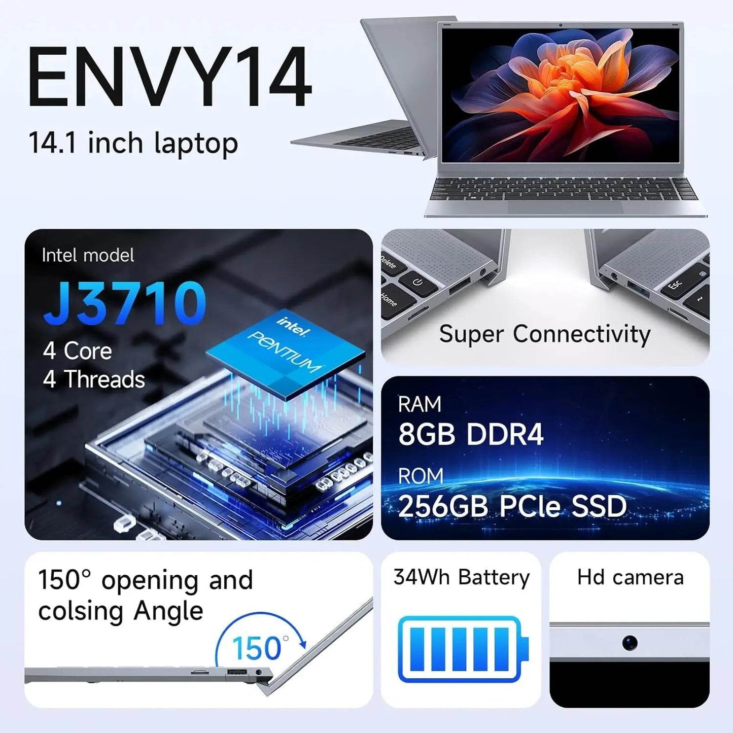 14 Inch Laptop J3710 8GB RAM 256GB SSD Windows 11 For Students And Business - Price Value Store