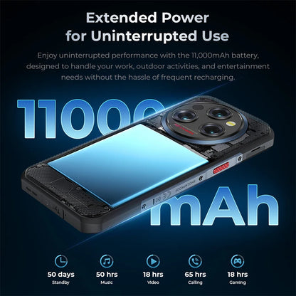 Oukitel WP35 S Rugged phone 6.56" HD+ Display 6GB 256GB 11000mAh Cellphones Android 14 NFC 48MP Rear Camera IP69K Smartphone Bus