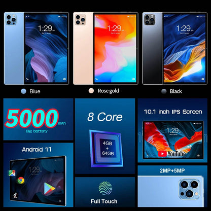 BDF Android 10.1 Inch Tablet Pc Google Play Octa Core Dual Cameras Dual SIM 3G Phone Call Tablets Bluetooth Wifi 4GB+ 64GB ROM - Price Value Store