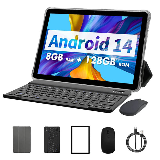 PRITOM TAB11 Android 14 Tablet 10 Inch, 8GB(4+4 Expand) RAM + 128GB ROM, Octa Core, 5G WiFi, with Keyboard, Mouse, Case - Price Value Store