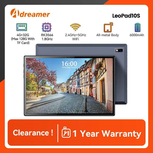 Adreamer Tablet Android11 10.1 Inch 1280x800 IPS Display RK3566 Quad Core 4GB 32GB 6000mAh Wifi Cheap Tablets PC for Kid/Student - Price Value Store