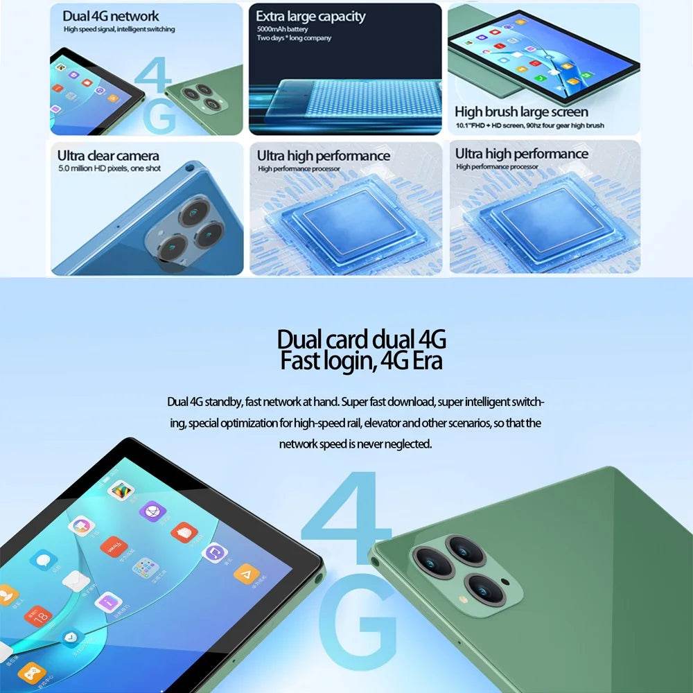 10.1 Inch 5G Android Tablets 4G LTE Phone Call Dual SIM Dual Cameras Octa Core 8GB+ 256GB ROM Wi-Fi Bluetooth Google Tablet Pc - Price Value Store