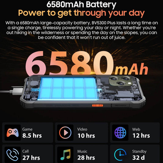 Blackview BV5300 Plus Rugged Phone 8GB 128GB Andriod 13 Helio G72 6.1'' HD Display 6580mAh 13MP Camera Waterproof 4G Cellphone - Price Value Store