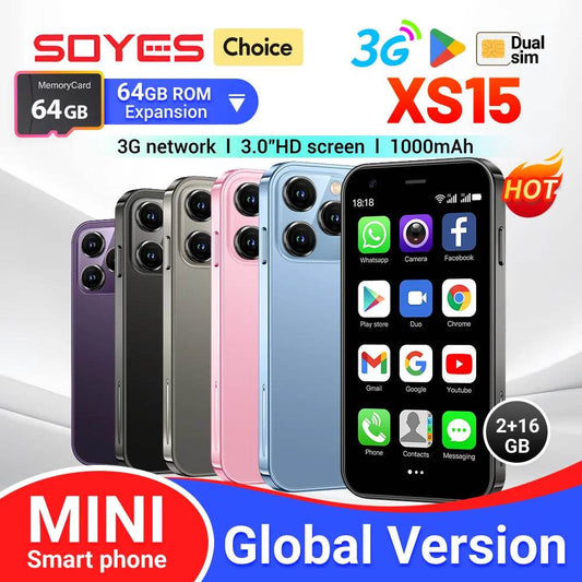 SOYES XS15 Mini Android8.1 Smart Phone 3.0 Inch Display 2GB RAM 16GB ROM Dual SIM Standby Play Store 3G Little Phone - Price Value Store