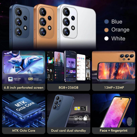A73,Smartphone Android,6.8 inch,8GB RAM,256GB ROM,Dual SIM,Mobile phone,Google Play Store,13+32MP,6800mAh,Cellphones - Price Value Store