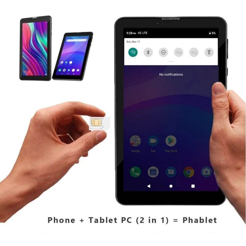 7” Android 11 3G Phone Call Tablets Quad Core 1GB RAM 16GB ROM 1024x600 Pixels Dual Camera 2*Sim Cards Support GPS - Price Value Store