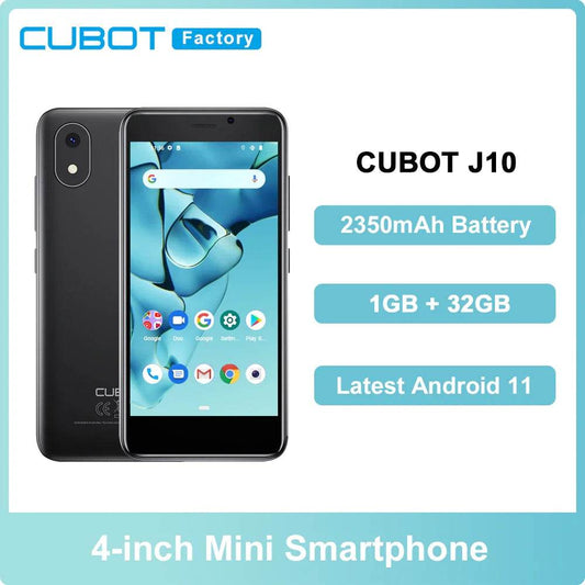 Cubot J10 3G Smartphone 4-Inch Mini Screen 2350mAh 5MP Rear Camera 1GB 32GB Android 11 Dual SIM Card Telephone Face ID Phone - Price Value Store