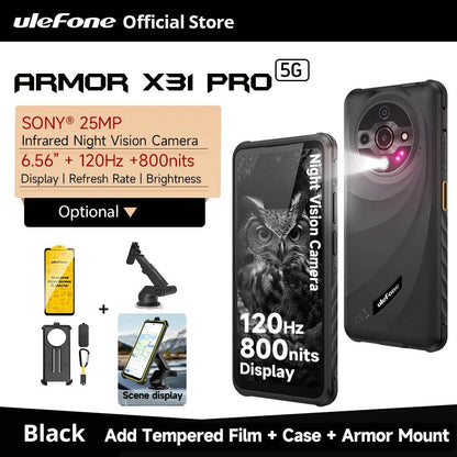 【World Premiere】Ulefone Armor X31 Pro 5G Rugged Phone Android 14 Smartphone 6.56”16GB + 256GB Night Camera 64MP 6050mAh NFC - Price Value Store