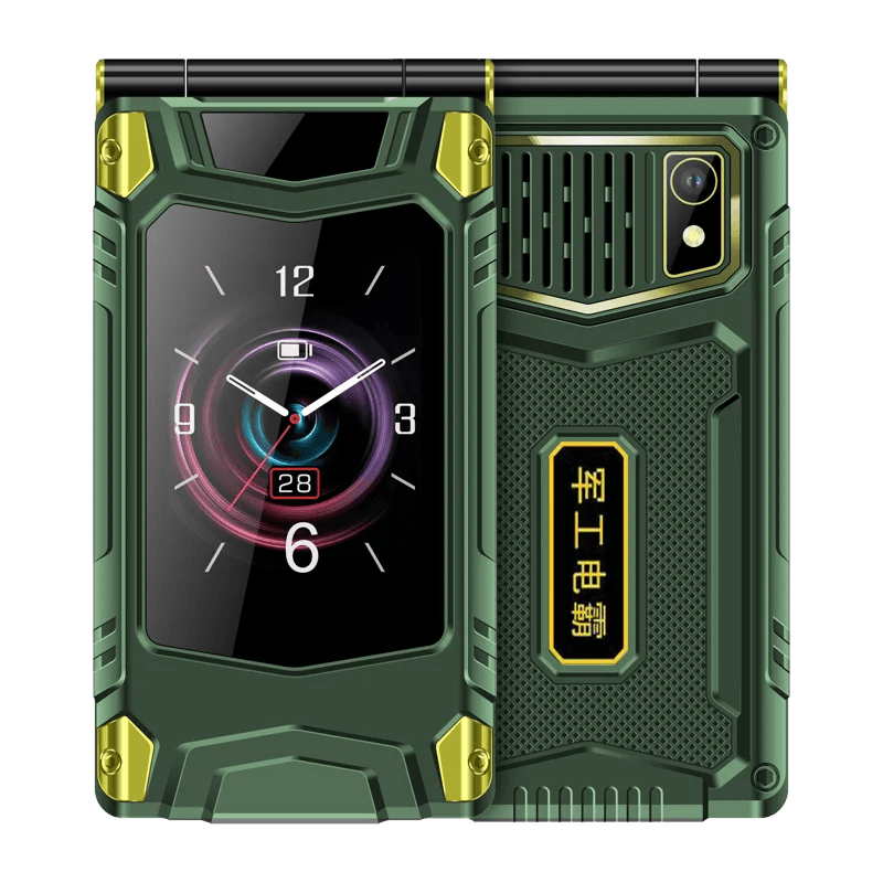 2G Outdoor Folding Senior Phone With Strong Battery Two Big Display Dual Sim Large Button SOS Key Speed Dial Loud Voice Phone - Price Value Store