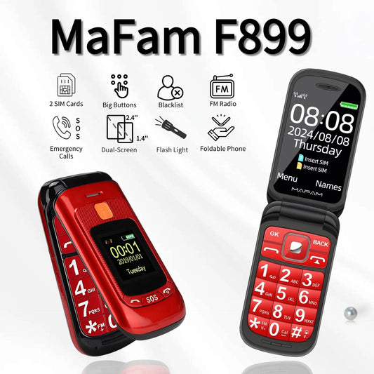 Senior Flip Dual Display Mobile Phone For Elderly Two SIM Card Large Button Speed Dial Flashlight FM Radio Push Button SOS Call - Price Value Store