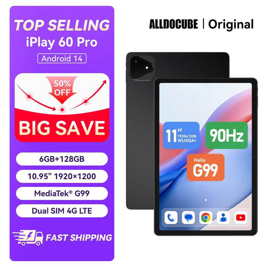 Alldocube iPlay 60 Pro Tablet Android Widevine L1 Immersive On-the-Go 90Hz 10.95in WUXGA+Display 4 Speakers 4G LTE&Wi-Fi 7000mAh - Price Value Store