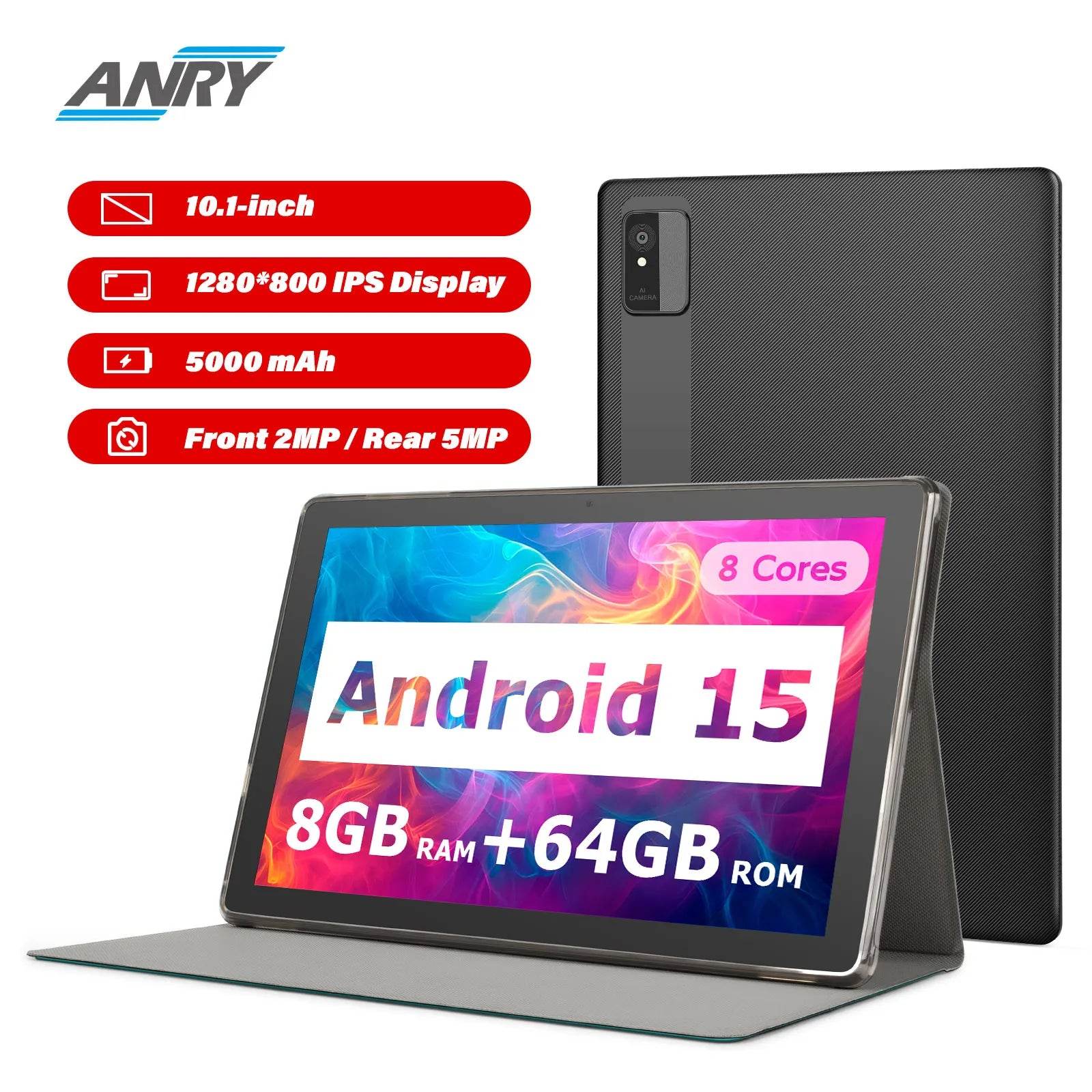 ANRY 2025 10.1 Inch 5G Wifi A523 Tablet Android 15 8GB(4+4Expand) RAM+64GB ROM IPS Display 5000Mah Dual Camera Octa-core Tablets - Price Value Store